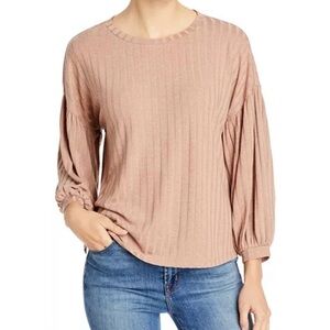Chenault Beige Ribbed Knit Top